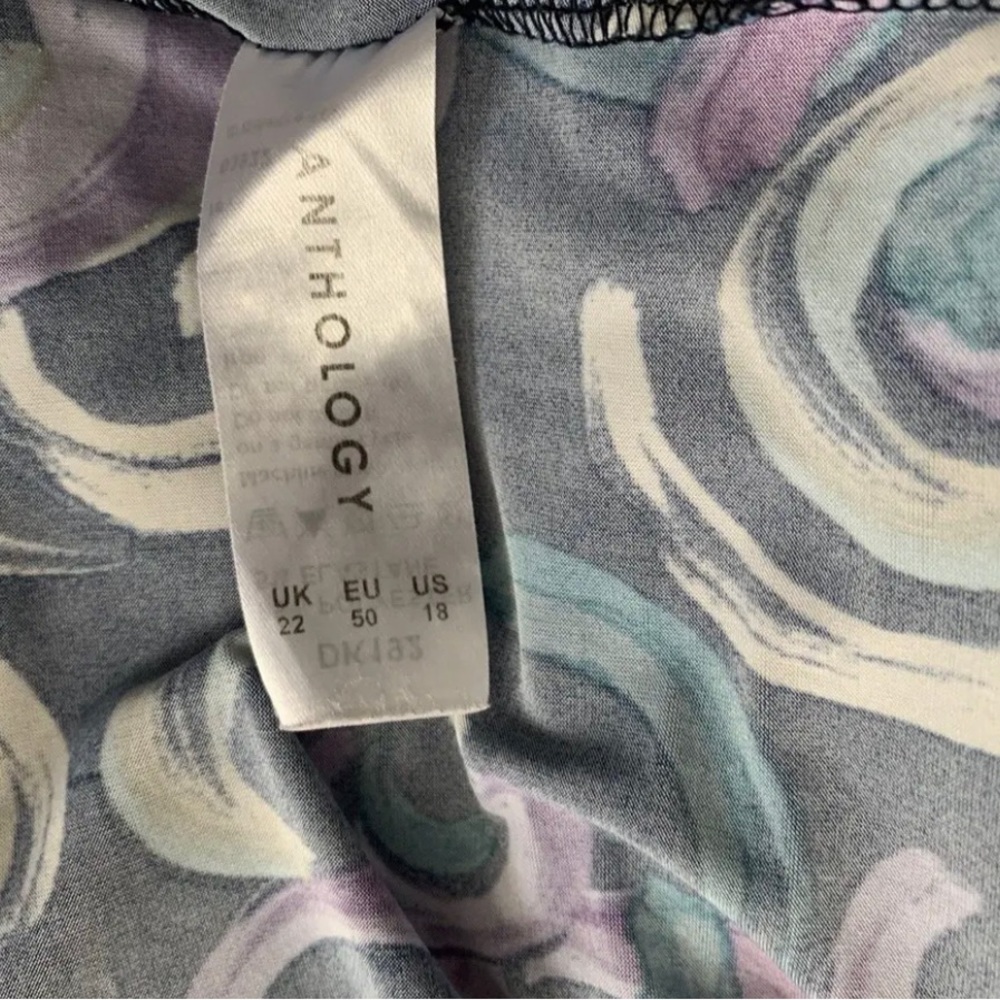 Anthology Midi Dress Navy Floral 3/4 Sleeves V-Neck Stretch Jersey UK Size 22 - Picture 10 of 11